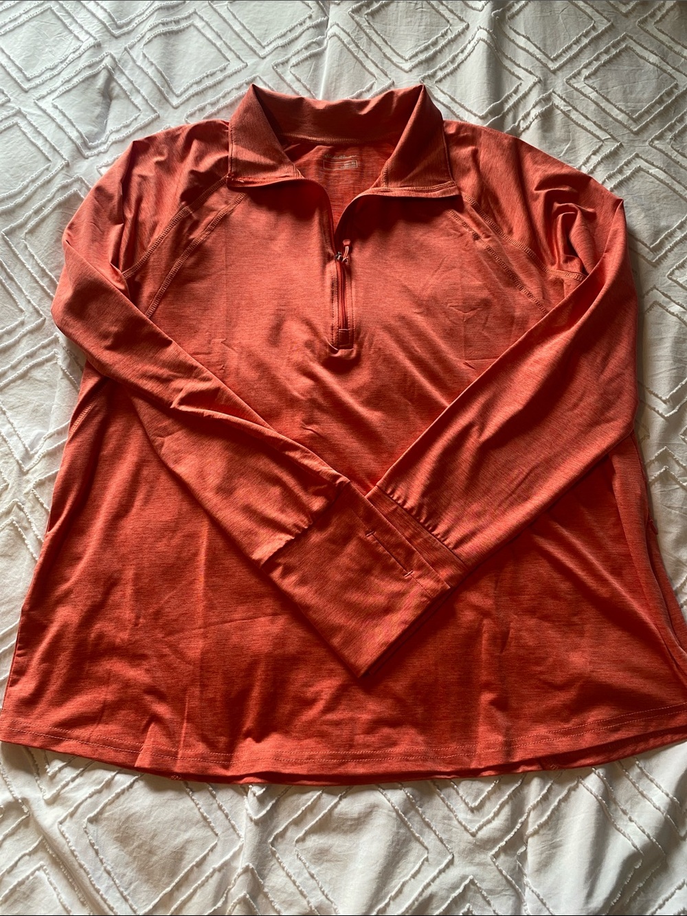 Eddie Bauer Heathered Coral Quarter-Zip Pullover